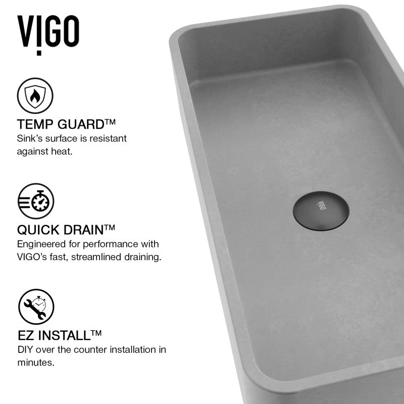 Palazzo Gothic Grey Concreto Stone™ Composite Vessel Bathroom Sink