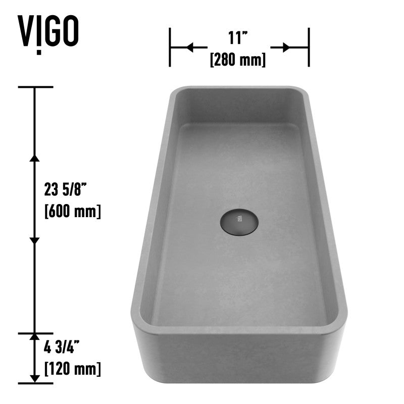 Palazzo Gothic Grey Concreto Stone™ Composite Vessel Bathroom Sink