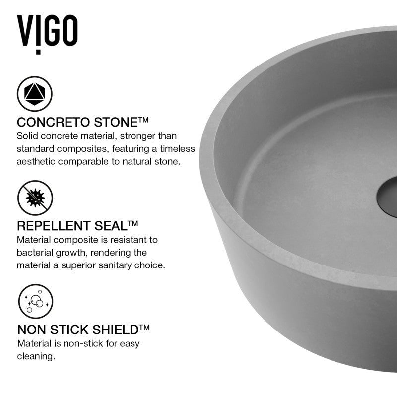 Palermo Gothic Round Concreto Stone™ Composite Vessel Bathroom Sink