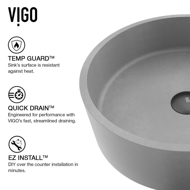 Palermo Gothic Round Concreto Stone™ Composite Vessel Bathroom Sink