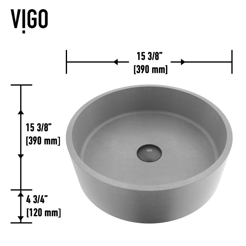 Palermo Gothic Round Concreto Stone™ Composite Vessel Bathroom Sink