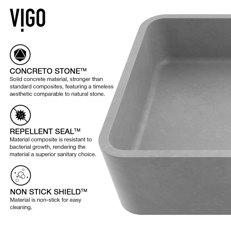 Cordoba Gothic Grey Concreto Stone™ Composite Vessel Bathroom Sink