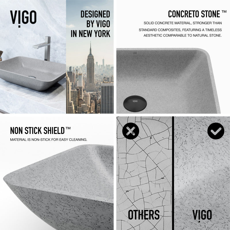 Duomo Gothic Grey Concreto Stone™ Composite Vessel Bathroom Sink