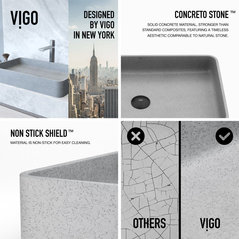 Basilica Gothic Grey Concreto Stone™ Composite Vessel Bathroom Sink