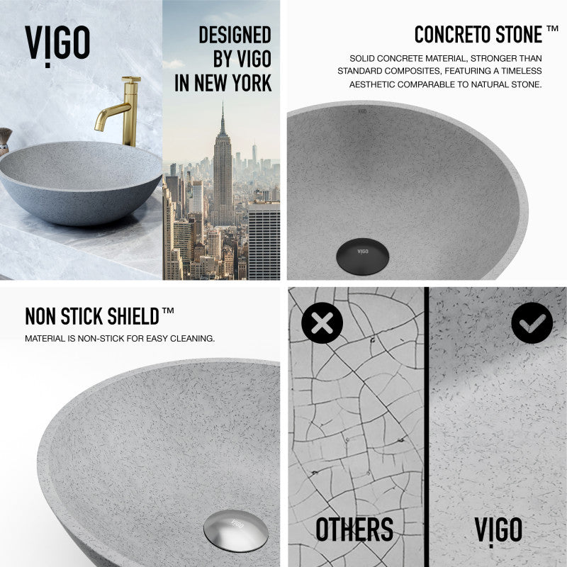 Ravenna Gothic Concreto Stone™ Composite Vessel Bathroom Sink