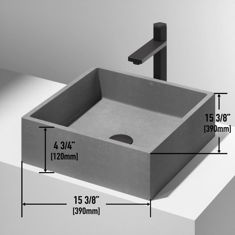 Alhambra Gothic Grey Concreto Stone™ Composite Vessel Bathroom Sink