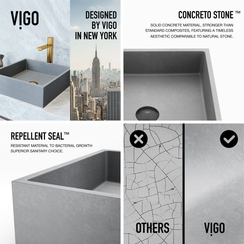 Alhambra Gothic Grey Concreto Stone™ Composite Vessel Bathroom Sink