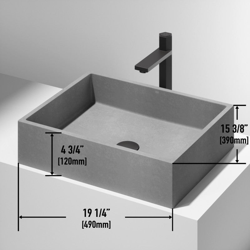Coca Gothic Grey Concreto Stone™ Vessel Bathroom Sink