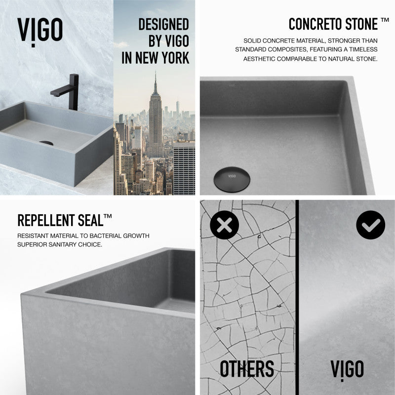 Coca Gothic Grey Concreto Stone™ Vessel Bathroom Sink