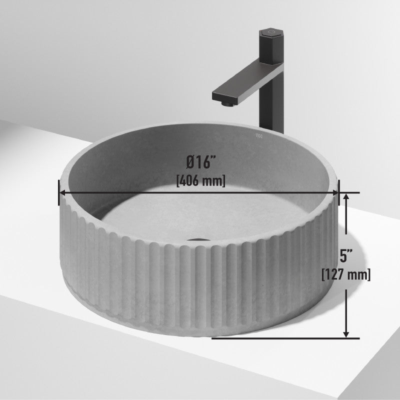 Windsor Round Concreto Stone™ Composite Vessel Bathroom Sink