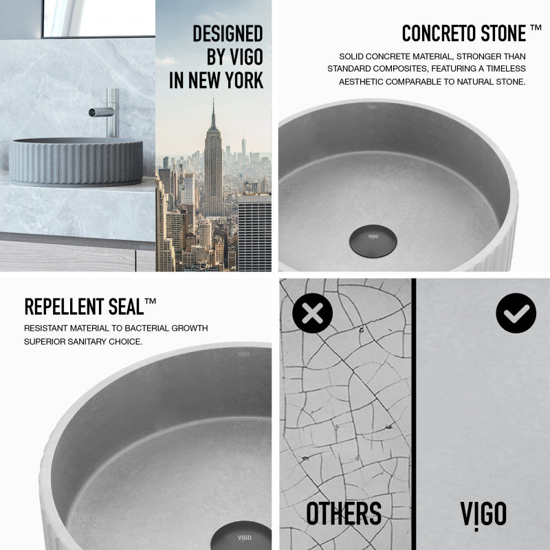 Windsor Round Concreto Stone™ Composite Vessel Bathroom Sink