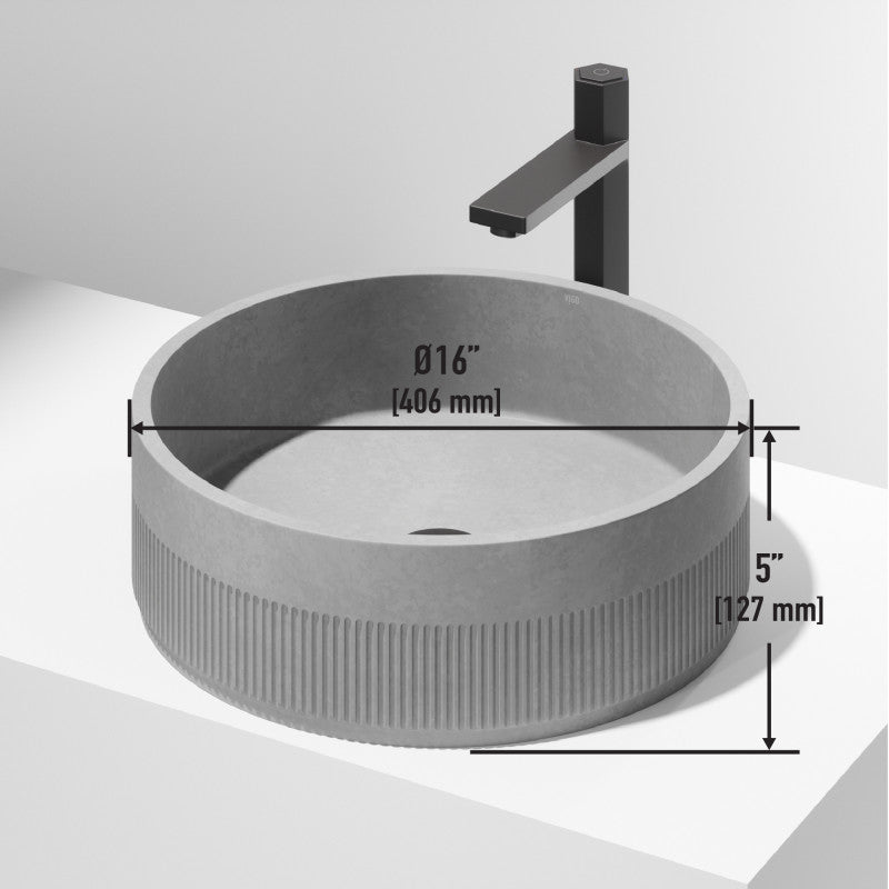 Cypress Round Concreto Stone™ Composite Vessel Bathroom Sink