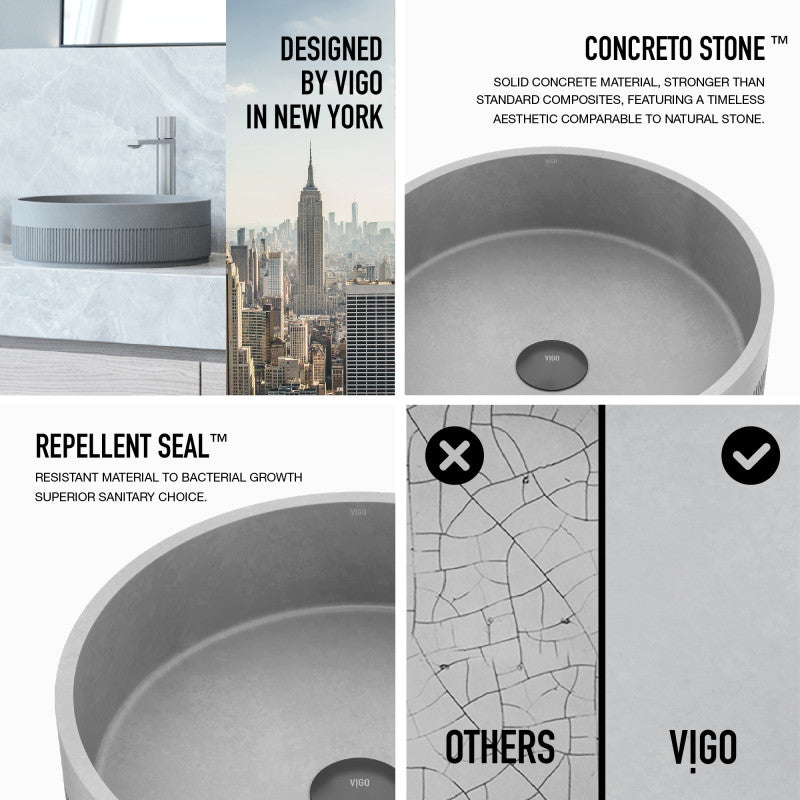 Cypress Round Concreto Stone™ Composite Vessel Bathroom Sink