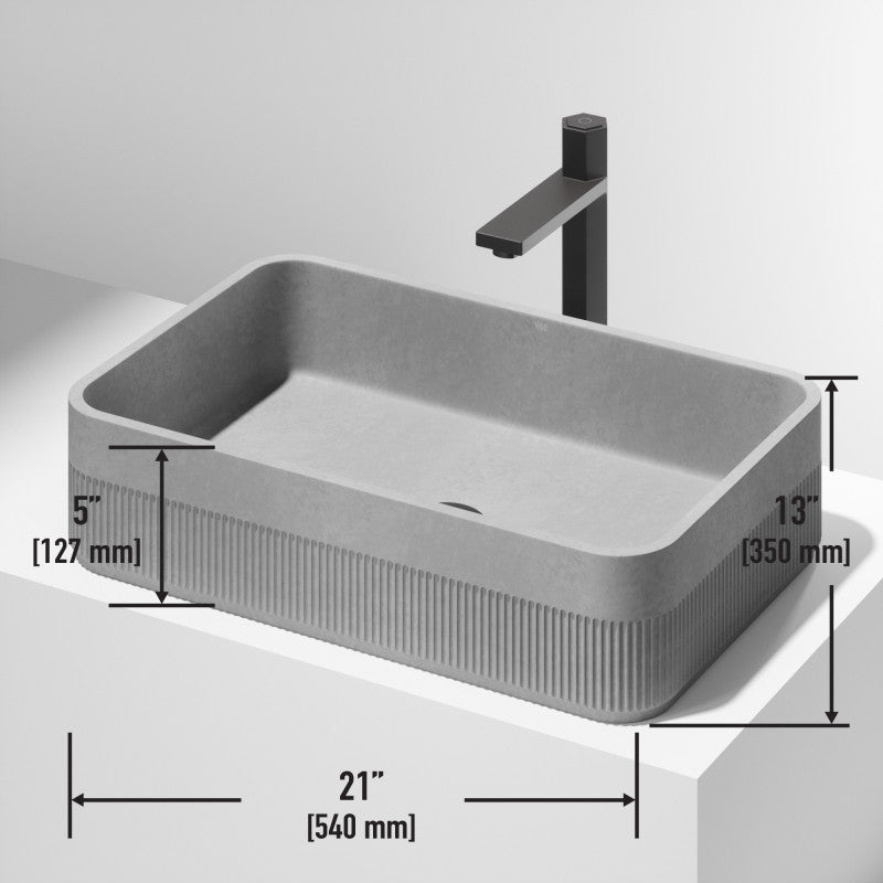 Cypress Rectangular Concreto Stone™ Composite Vessel Bathroom Sink