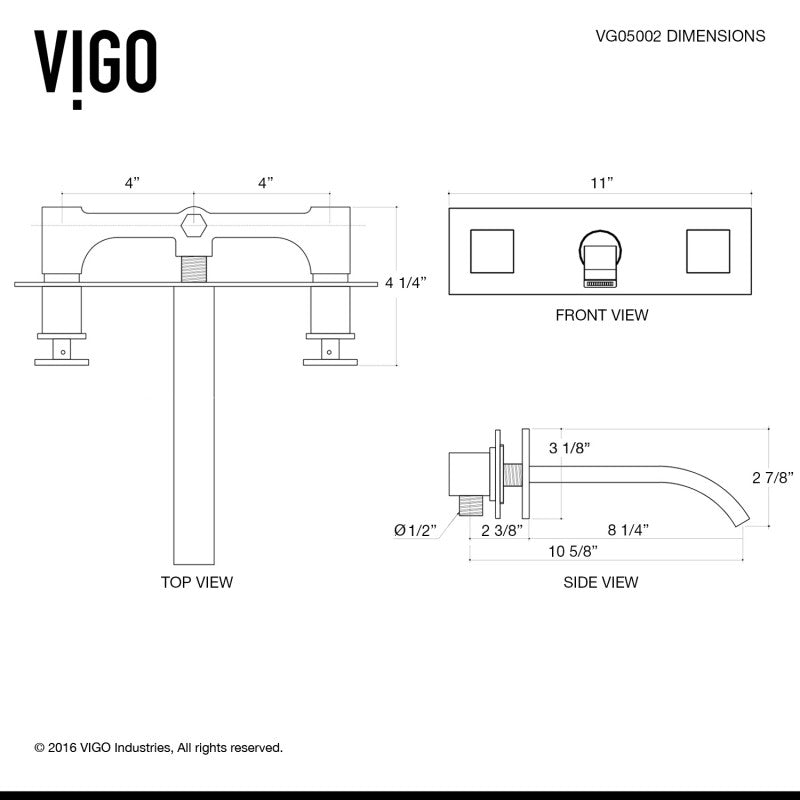 Titus Wall Mounted Bathroom Lavatory Faucet