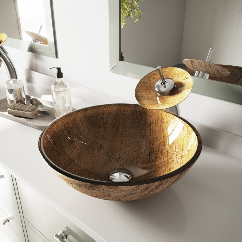 Crystalline Tempered Glass Vessel Bathroom Sink