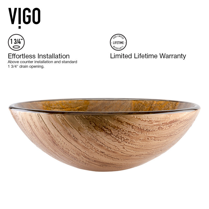Crystalline Tempered Glass Vessel Bathroom Sink