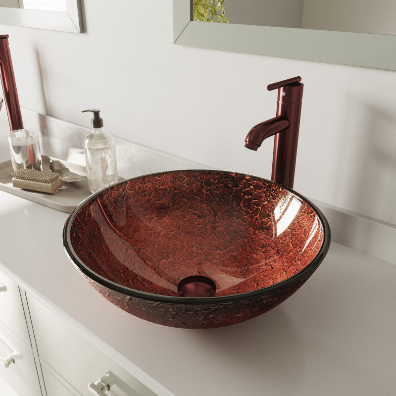 Crystalline Tempered Glass Vessel Bathroom Sink