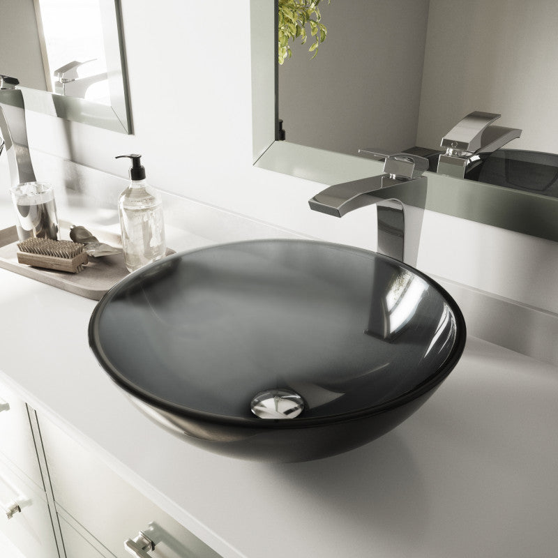 Crystalline Tempered Glass Vessel Bathroom Sink