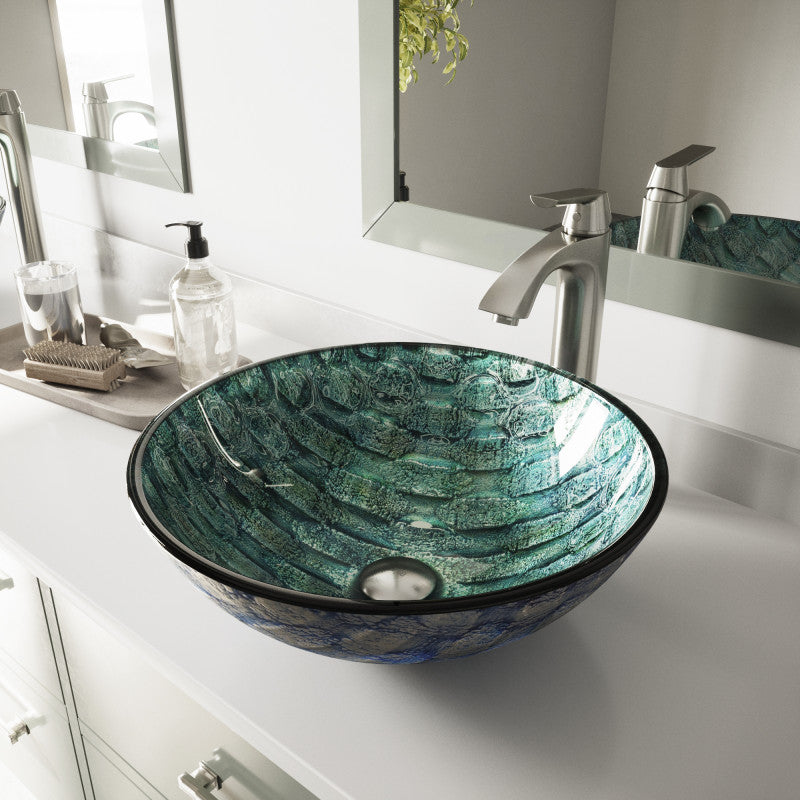 Crystalline Tempered Glass Vessel Bathroom Sink