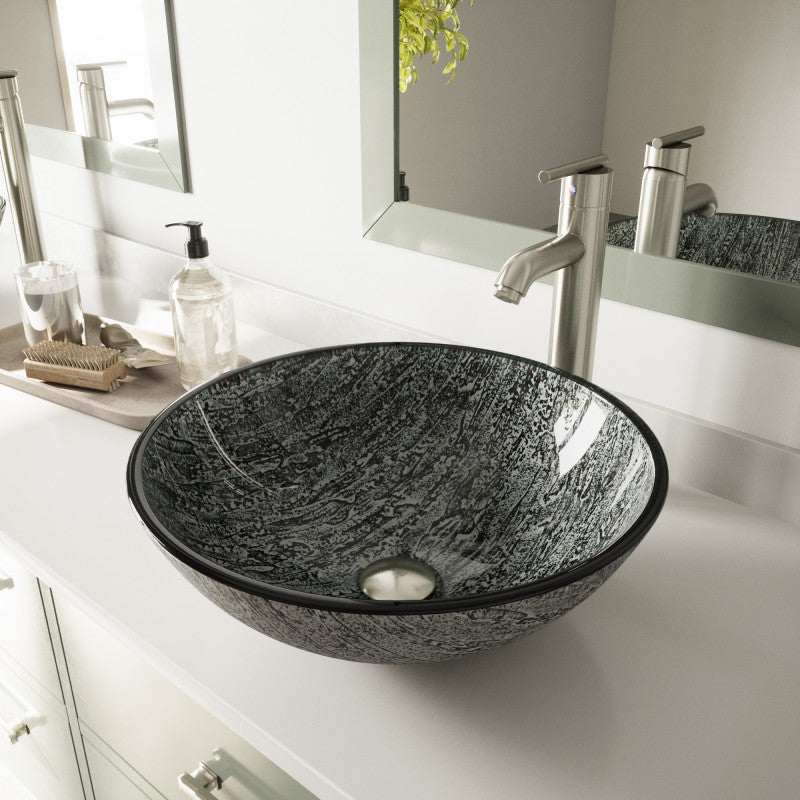 Crystalline Tempered Glass Vessel Bathroom Sink