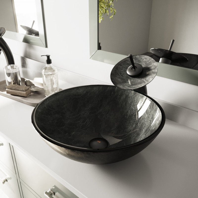 Crystalline Tempered Glass Vessel Bathroom Sink