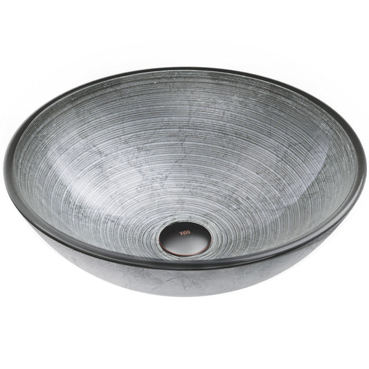 Simply Silver Tempered Glass Vessel Bathroom Sink