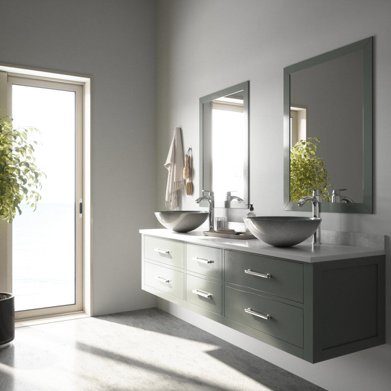 Simply Silver Tempered Glass Vessel Bathroom Sink