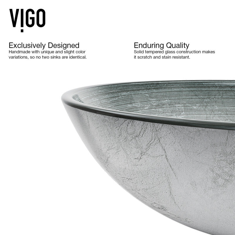 Simply Silver Tempered Glass Vessel Bathroom Sink
