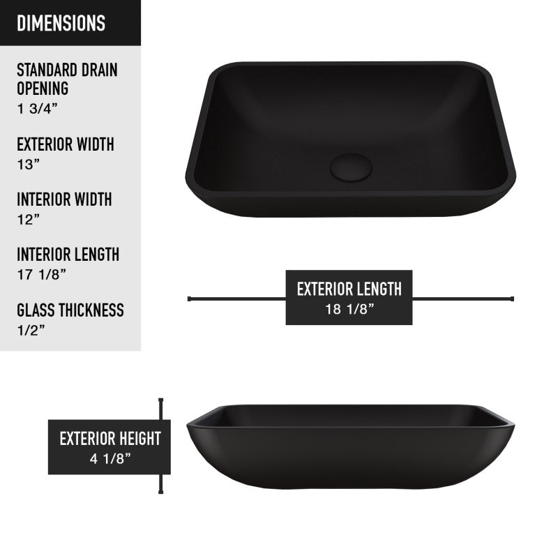 Sottile MatteShell™ Tempered Glass Vessel Bathroom Sink
