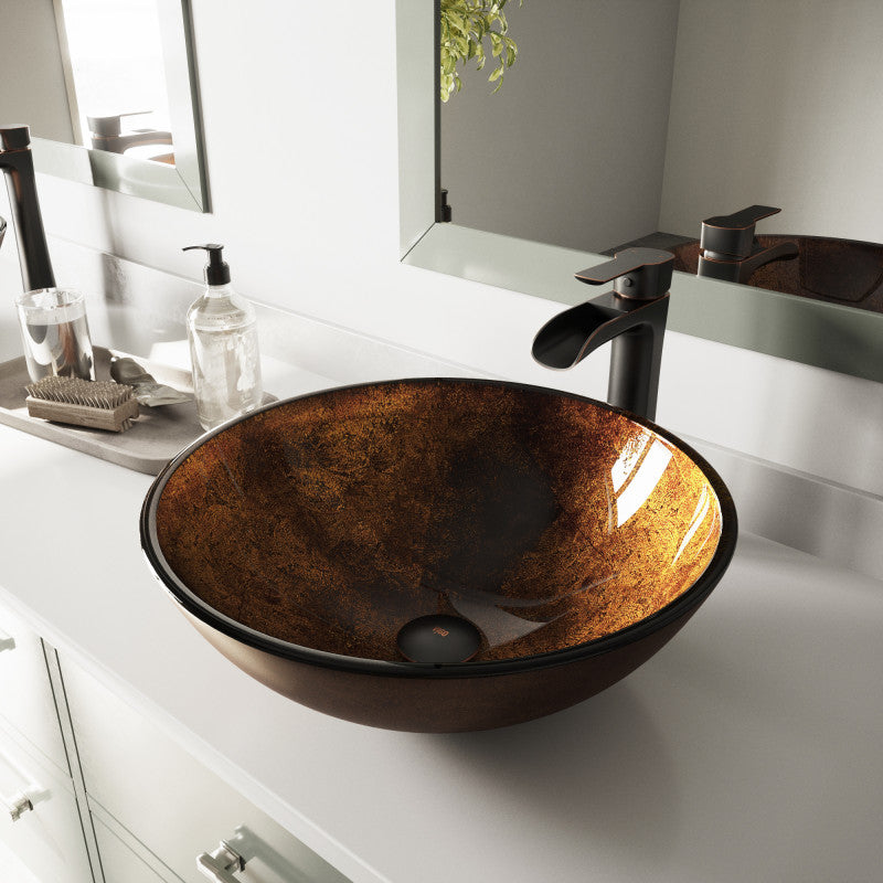 Crystalline Tempered Glass Vessel Bathroom Sink