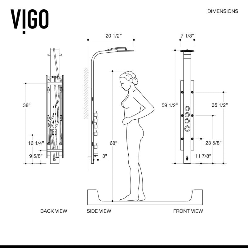 Mateo Shower Panel System with Tub Spout