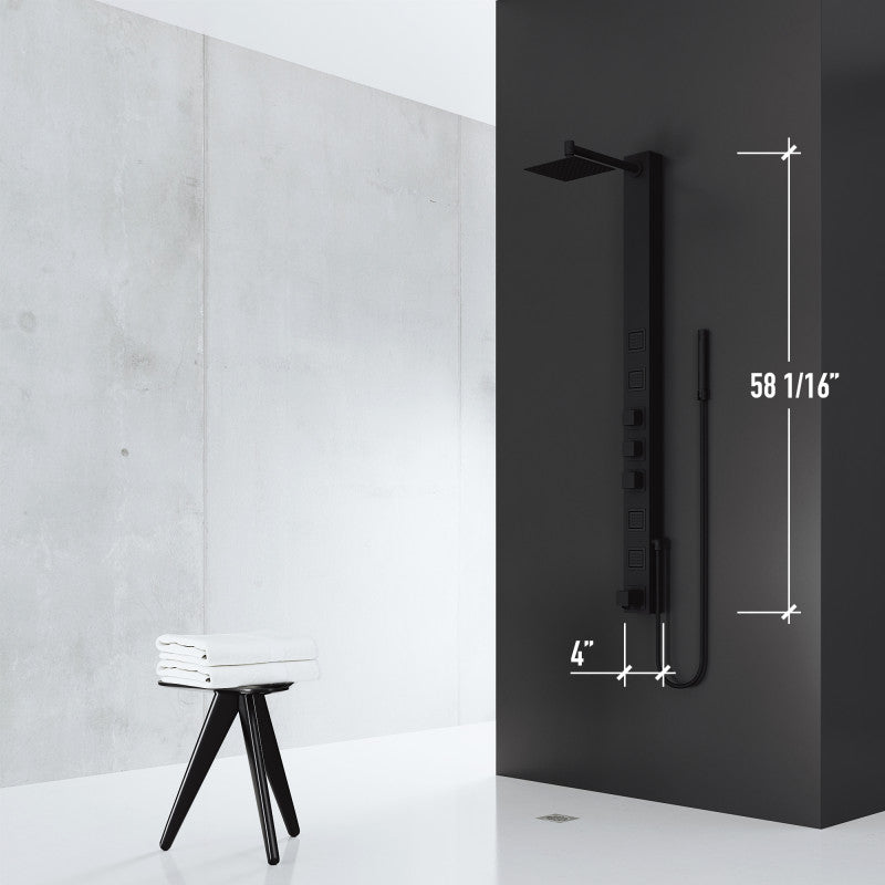 Bowery Square Shower Panel System with Tub Spout