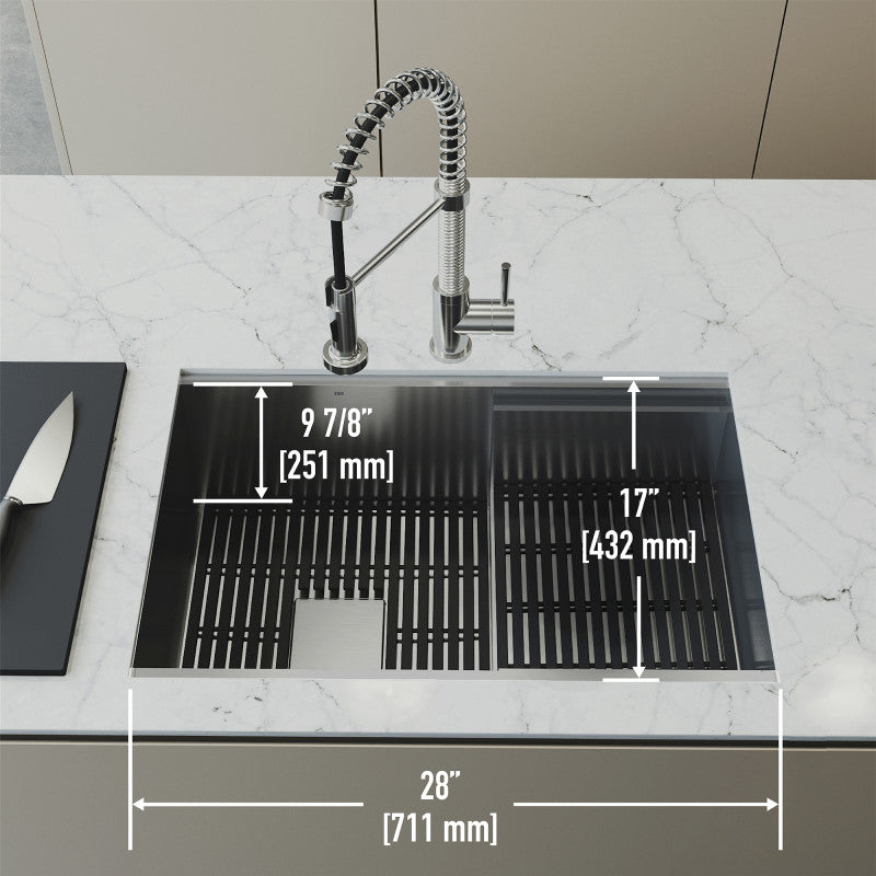 Hampton 28" Stainless Steel Undermount Kitchen Sink with Workstation