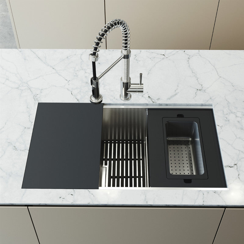 Hampton 32" Stainless Steel Undermount Kitchen Sink with Workstation