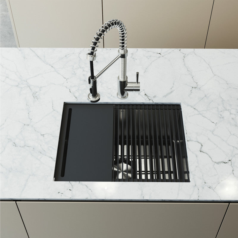 Mercer 23" Stainless Steel Undermount Bar Sink with Workstation