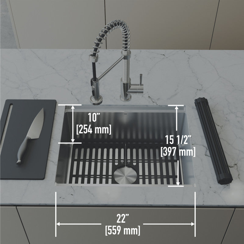 Mercer 23" Stainless Steel Undermount Bar Sink with Workstation