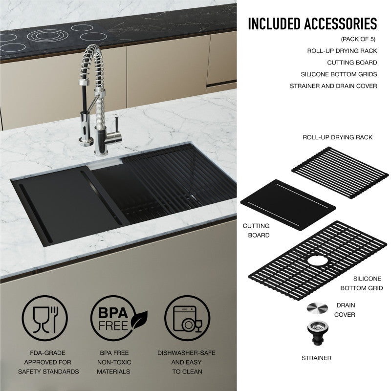 Mercer 33" Stainless Steel Undermount Kitchen Sink with Workstation