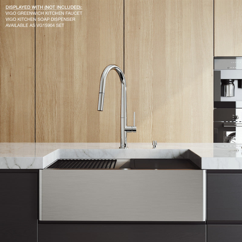 Oxford Flat 30" Stainless Steel Apron / Farmhouse Kitchen Sink with Workstation