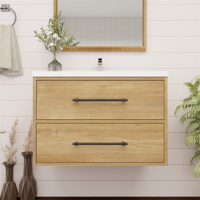Victoria 30" Wall Mounted Bathroom Vanity with Acrylic Integrated Sink Top