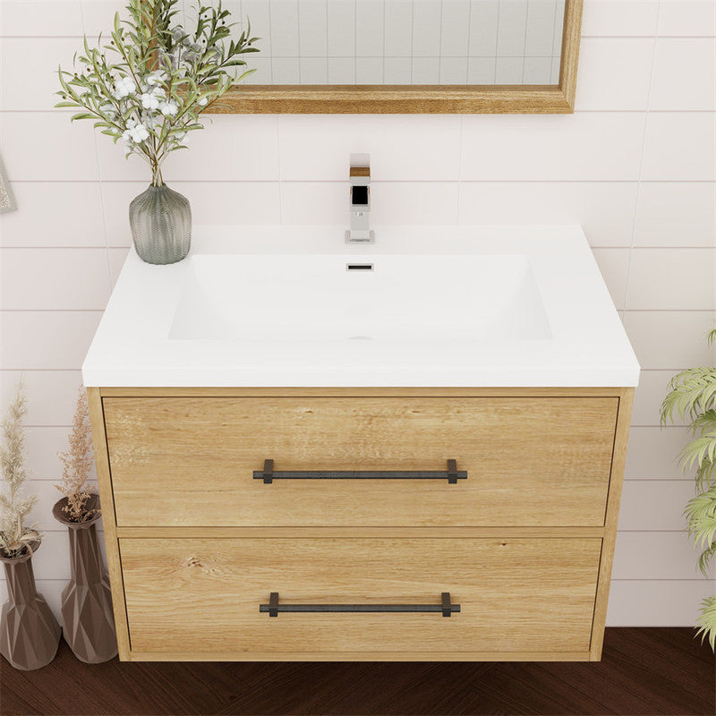 Victoria 30" Wall Mounted Bathroom Vanity with Acrylic Integrated Sink Top