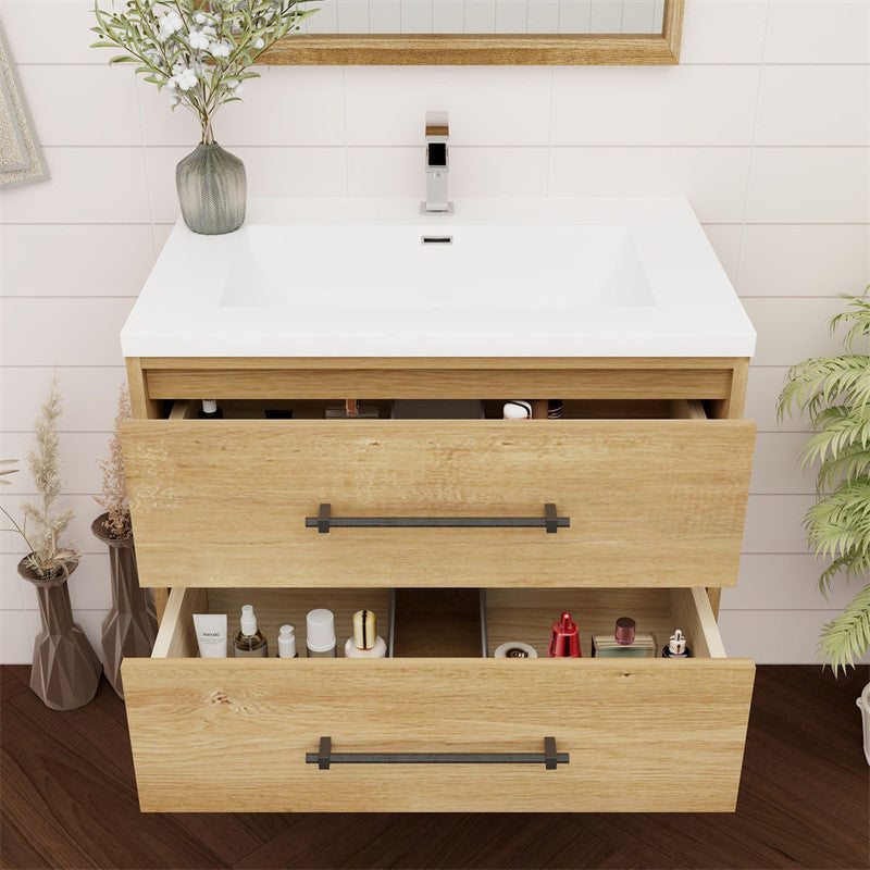 Victoria 30" Wall Mounted Bathroom Vanity with Acrylic Integrated Sink Top