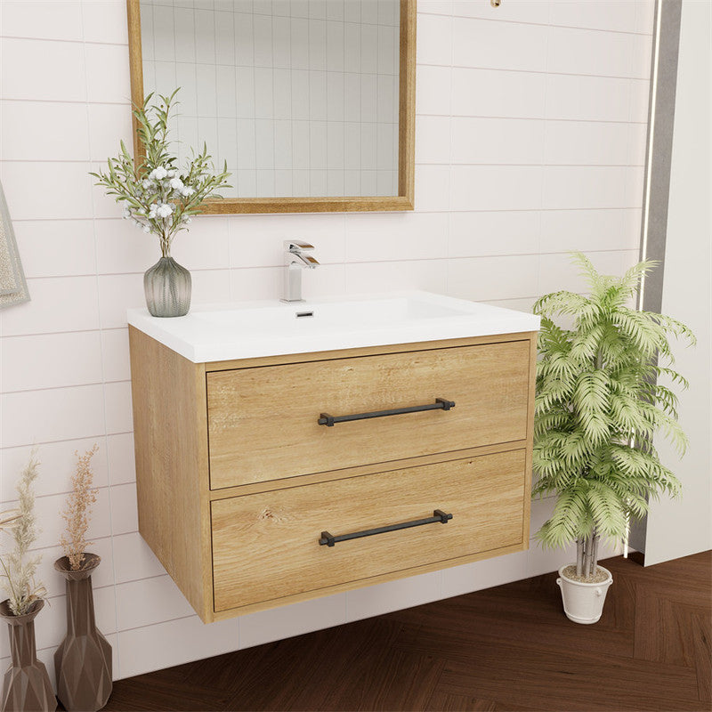 Victoria 30" Wall Mounted Bathroom Vanity with Acrylic Integrated Sink Top