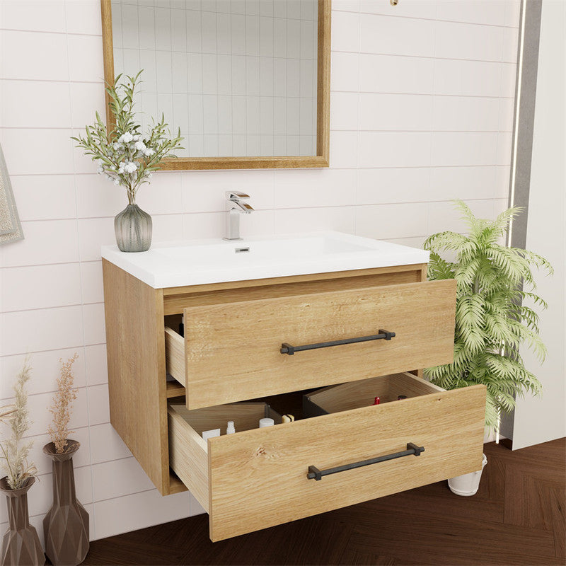 Victoria 30" Wall Mounted Bathroom Vanity with Acrylic Integrated Sink Top