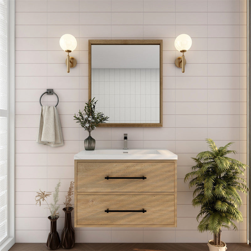 Victoria 30" Wall Mounted Bathroom Vanity with Acrylic Integrated Sink Top