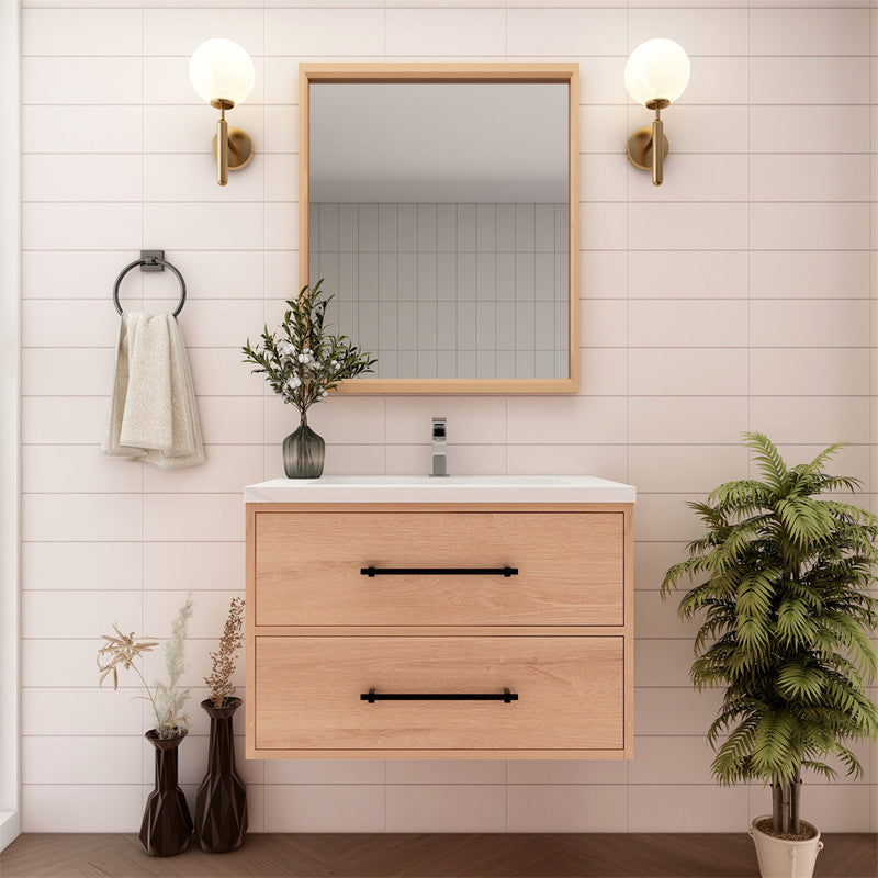 Victoria 30" Wall Mounted Bathroom Vanity with Acrylic Integrated Sink Top