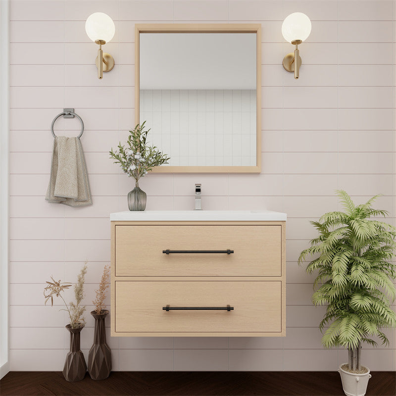 Victoria 30" Wall Mounted Bathroom Vanity with Acrylic Integrated Sink Top
