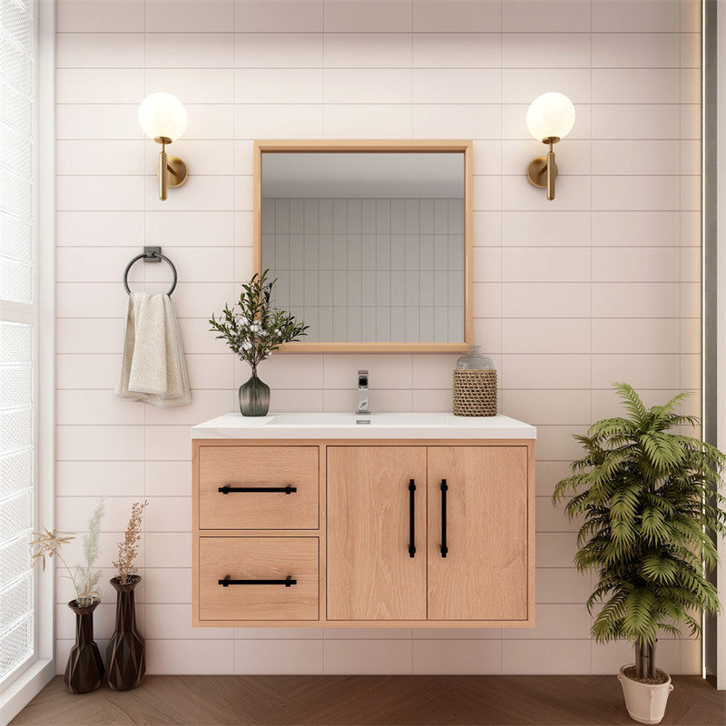 Victoria 36" Wall Mounted Bathroom Vanity with Reinforced Acrylic Integrated Sink Top