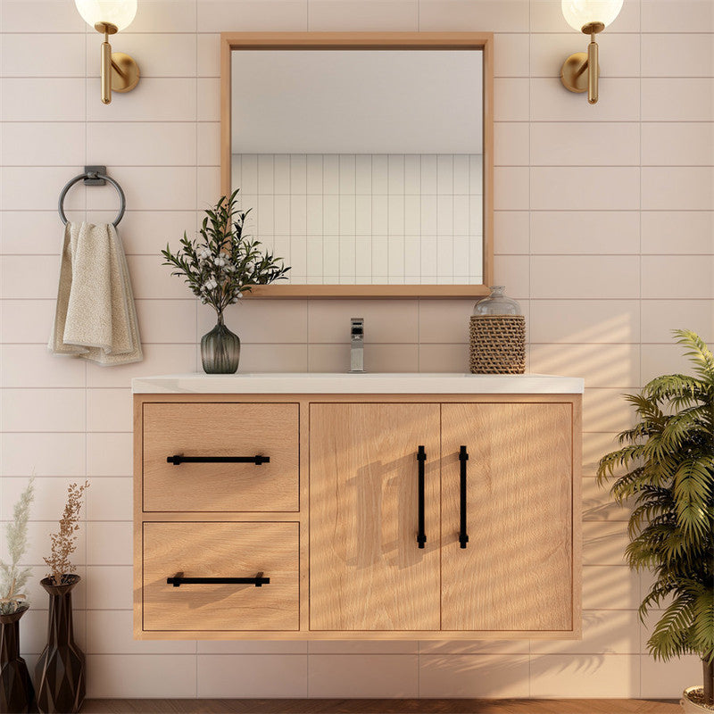 Victoria 36" Wall Mounted Bathroom Vanity with Reinforced Acrylic Integrated Sink Top