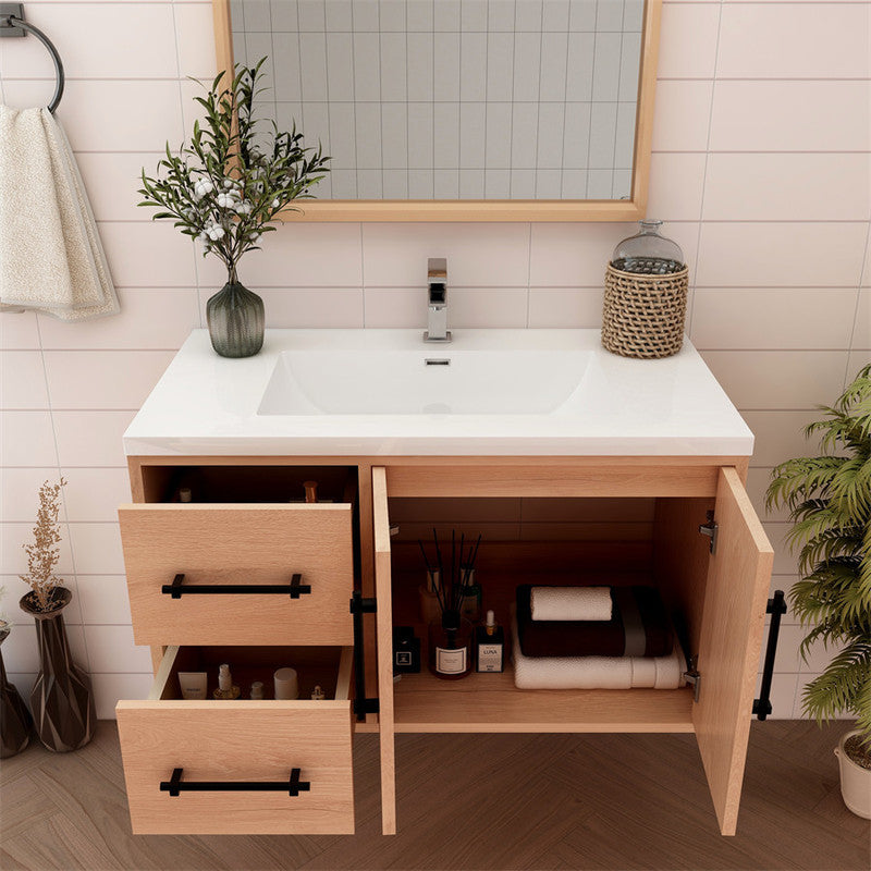 Victoria 36" Wall Mounted Bathroom Vanity with Reinforced Acrylic Integrated Sink Top